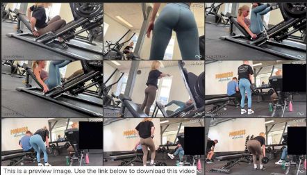 Blue Leggings Blonde Working Out Gym Candid