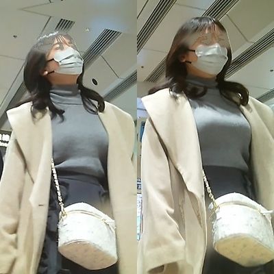 ボイン女子プルルン記録その１【清楚系だけど胸は豊】上着の間から垣間見えるニット着衣が大きく膨らむ巨乳女子